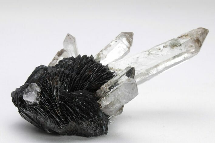 Quartz Crystals On Sparkling Bladed Hematite - Lechang Mine #225996